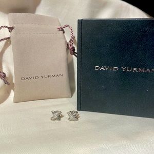 David Yurman Petite X Stud Earrings in Sterling Silver with Pavé Diamonds